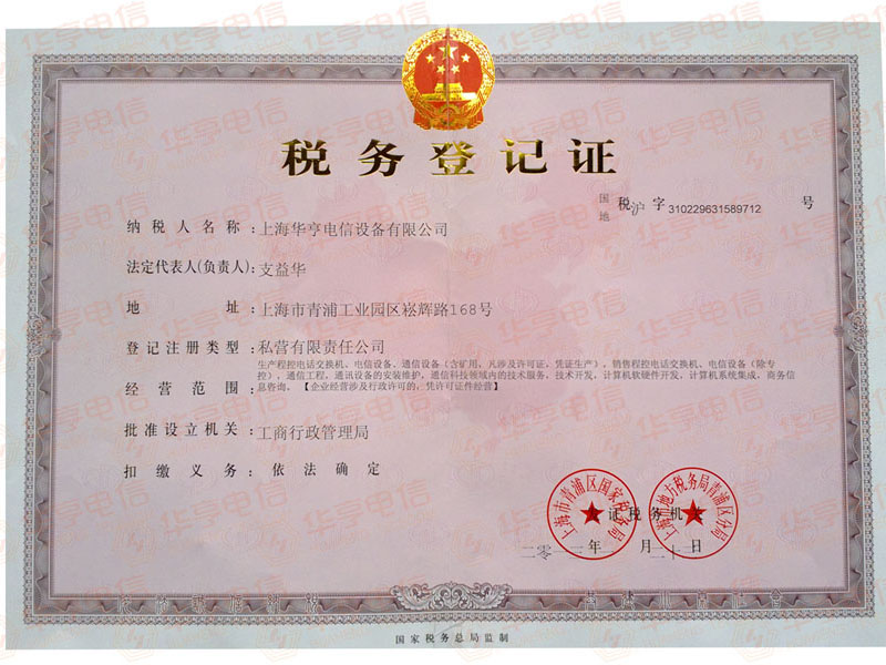 税务登记证正本